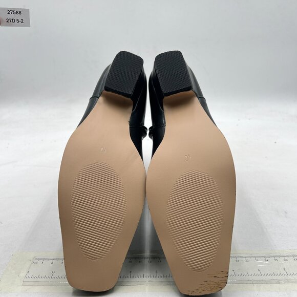 Black Square Toe Ankle Booties Comfy Chunky Low Heel Short Boot Side Zipper Shoe - Picture 7 of 8